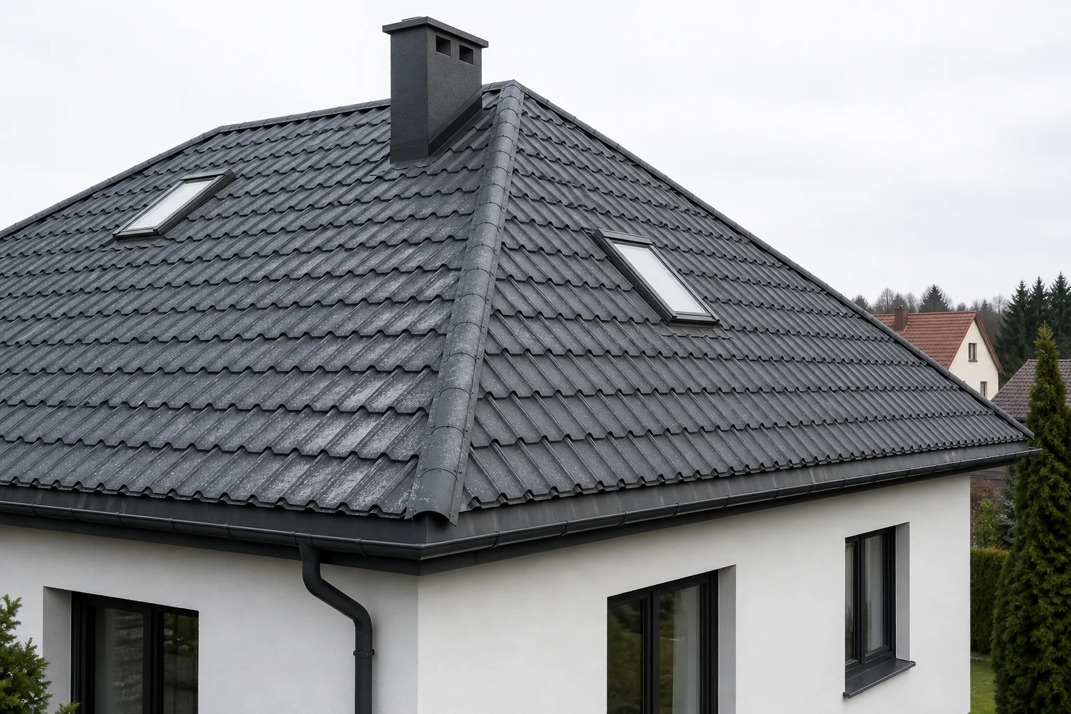 Dach domu po zimie przygotowany do oceny przed malowaniem